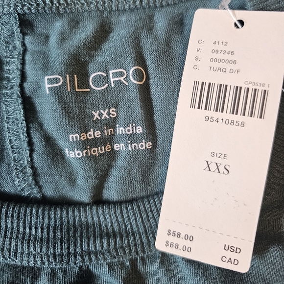 Pilcro Anthropologie Cotton Seamed Top, Turquoise, XXS/XS - Picture 8 of 10